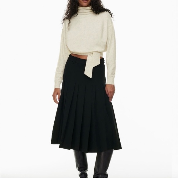 029 WILFRED Women's Lorin Cowl Neck Waist-Tie Sweater - Light Birch, Small - Picture 7 of 11